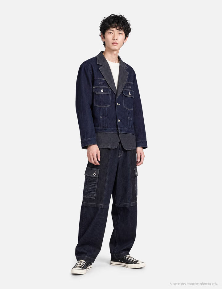 Front Pocket Wide Pants Rinse