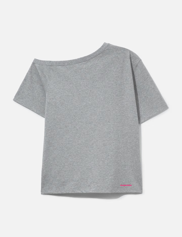 Gray Squirrel Printed One-Shoulder Short Sleeve T-Shirt