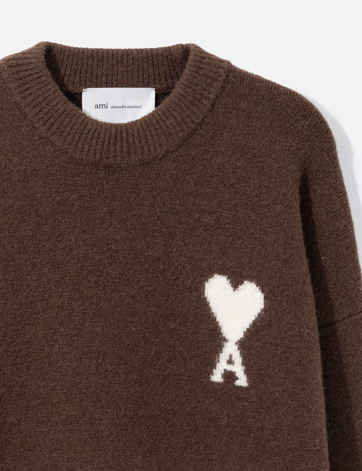 Grey Crewneck Alpaca Sweater With Ami De Coeur