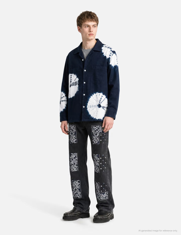 Hand Dye "Shibori" Flannel Shirt
