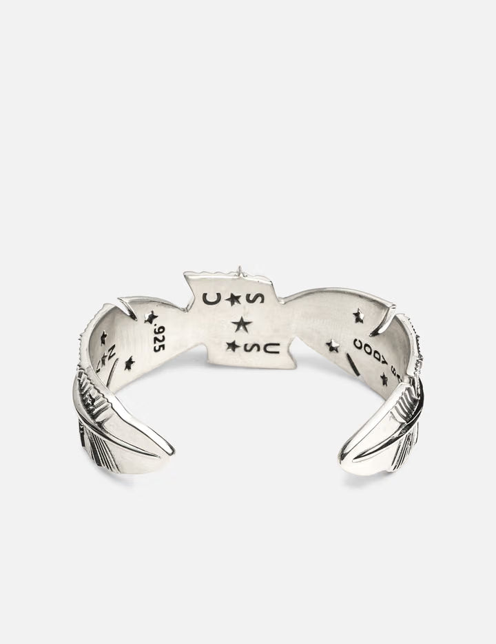 Heavy CS Navajo Sheriff Star Arrow Feather Cuff - Starry