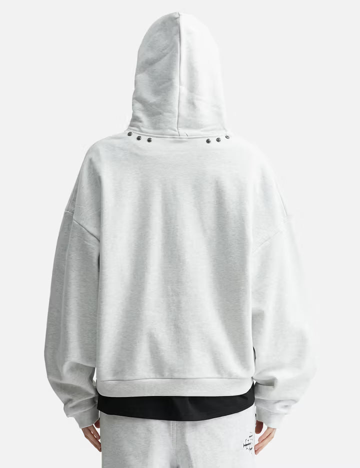 "Leon" Grey Studded Hoodie