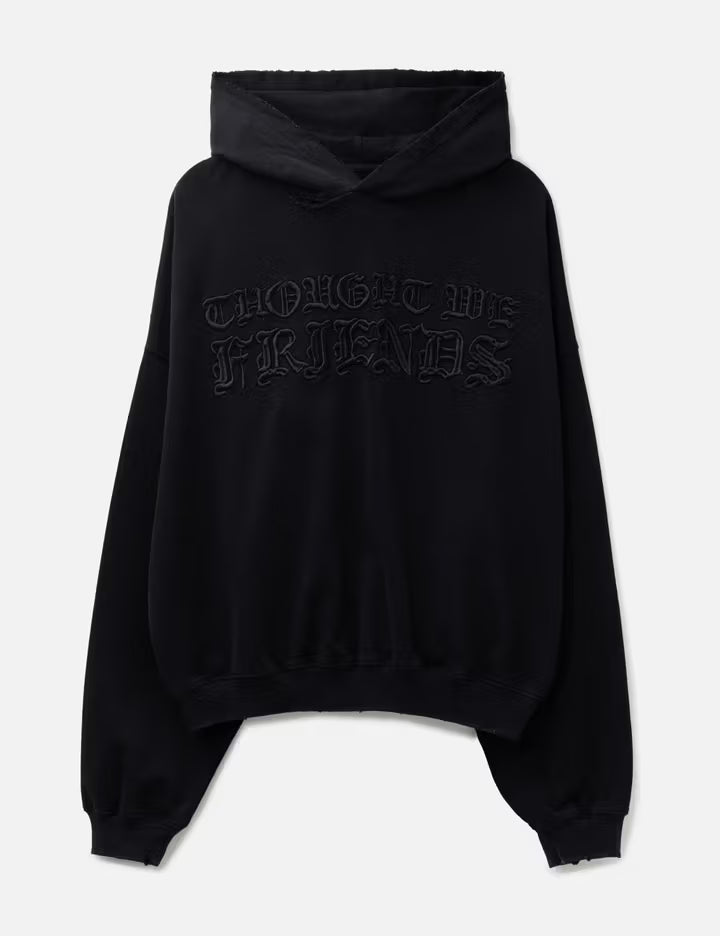 "Soloman" Embroidered Hoodie In Washed Black