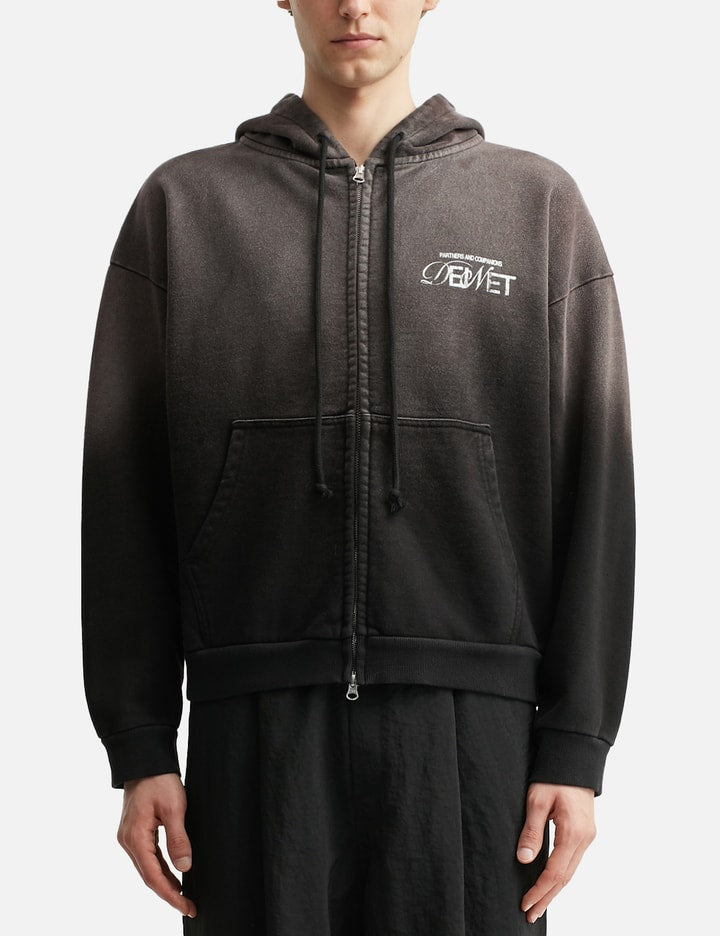 D Logo Washed Hood Zip-Up