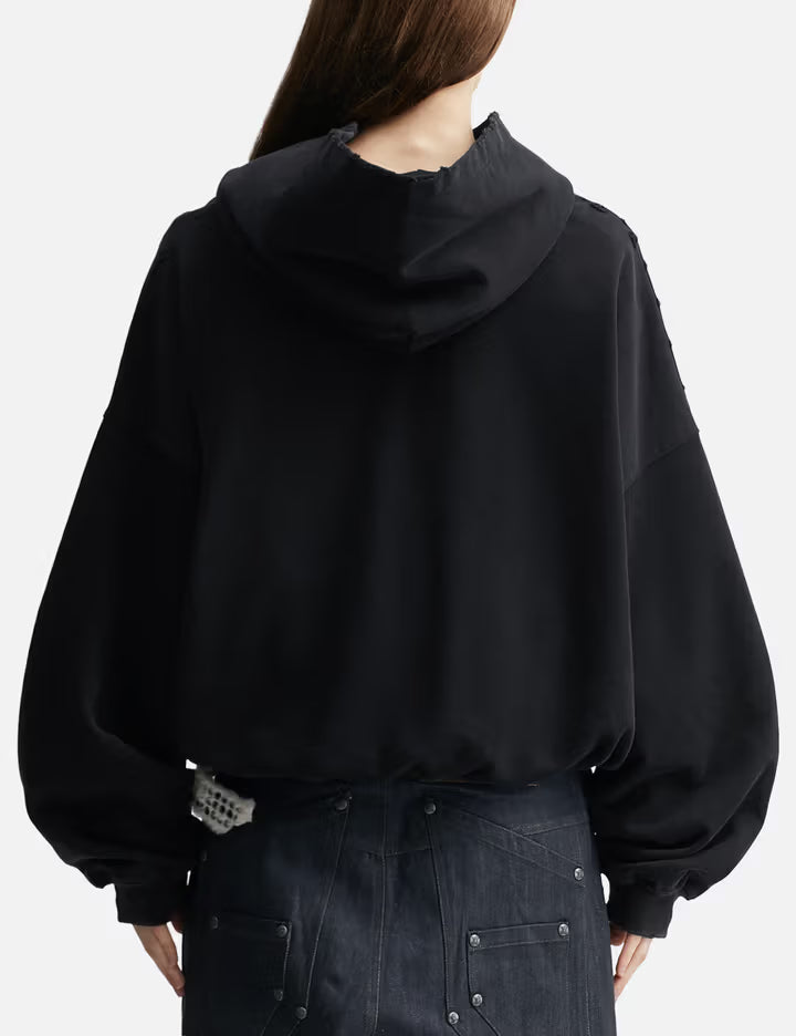 "Soloman" Embroidered Hoodie In Washed Black
