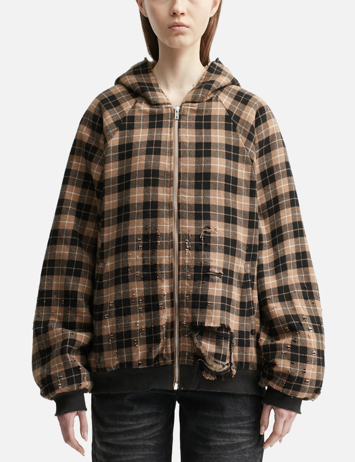 Plaid Shearling Hoodie