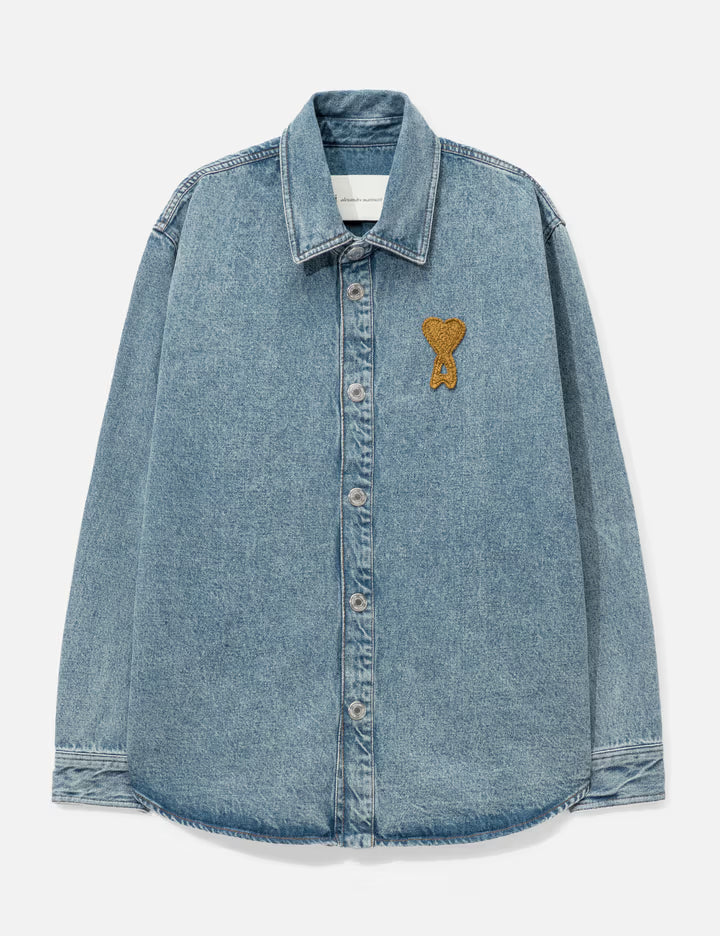 Blue Cotton Knitted Ami De Coeur Overshirt