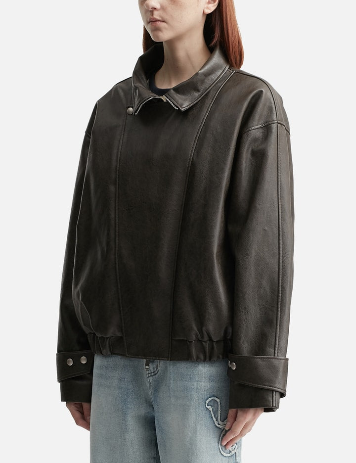 Faux Leather Bomber Jacket