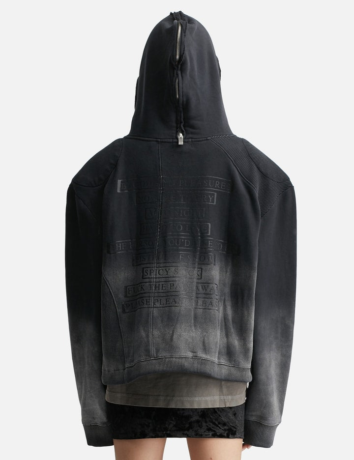 Panelled Padded Zipped Grey Hoodie