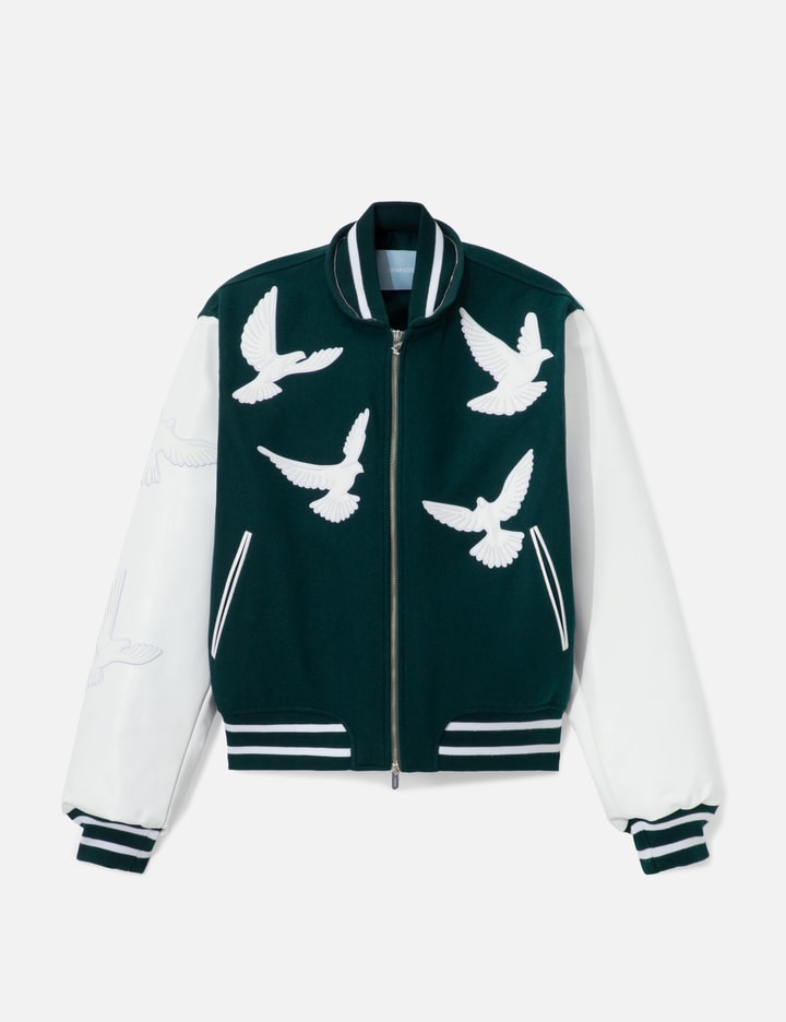 Flying Dove Pillow Neck Varsity Jacket