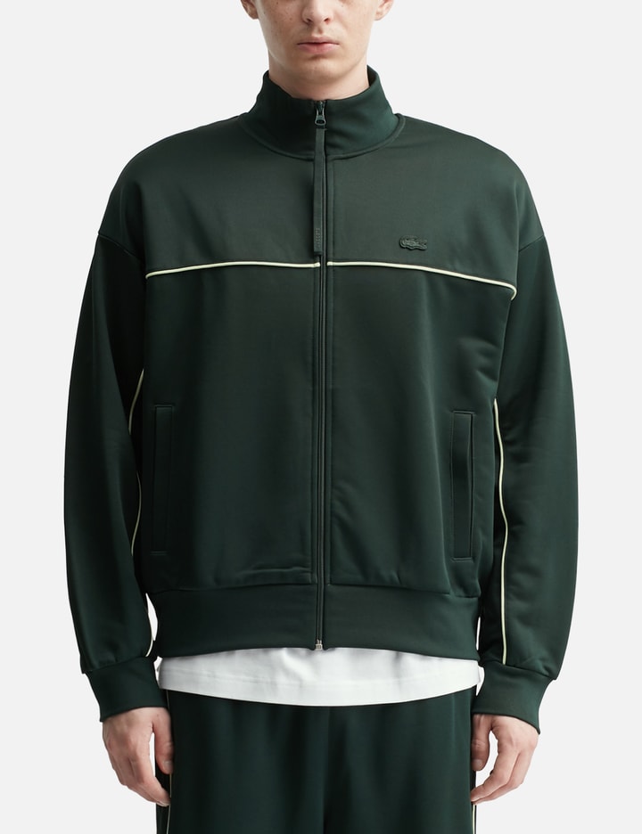 Satin Effect Zip-Up Fleece Sweatshirt