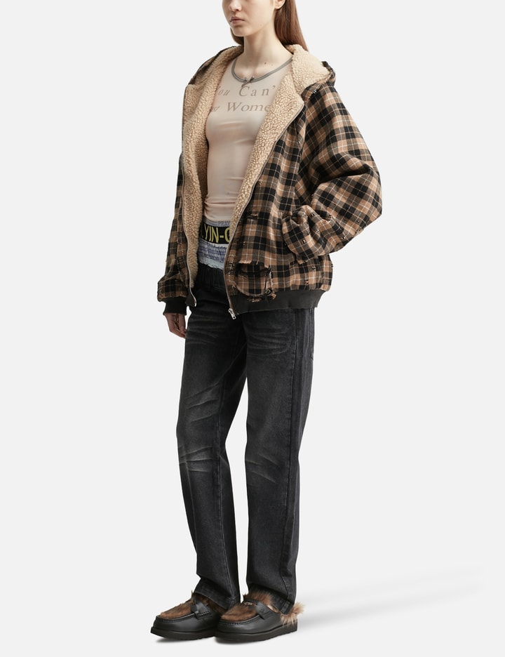 Plaid Shearling Hoodie