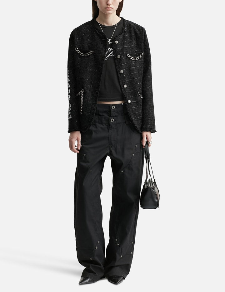 Painted Tweed Jacket With Chain Detail Black