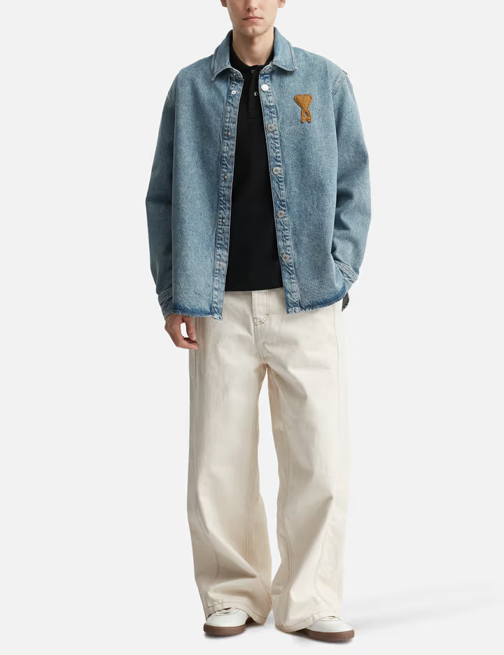 Blue Cotton Knitted Ami De Coeur Overshirt