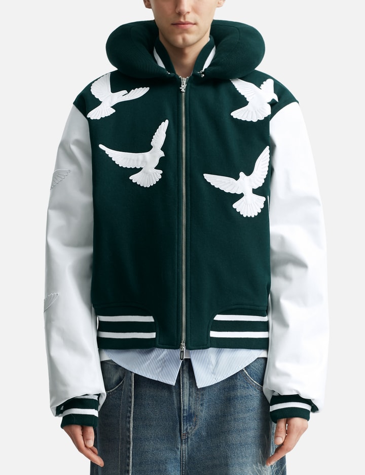 Flying Dove Pillow Neck Varsity Jacket
