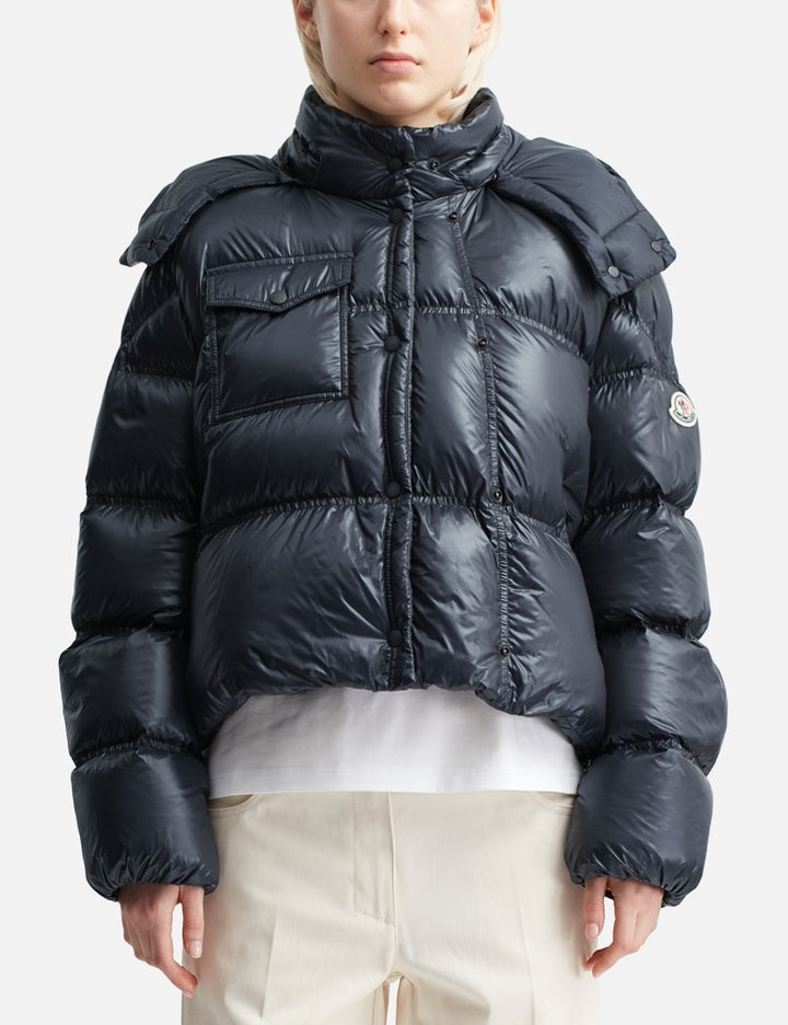 Erea Square-Quilted Hooded Short Down Jacket