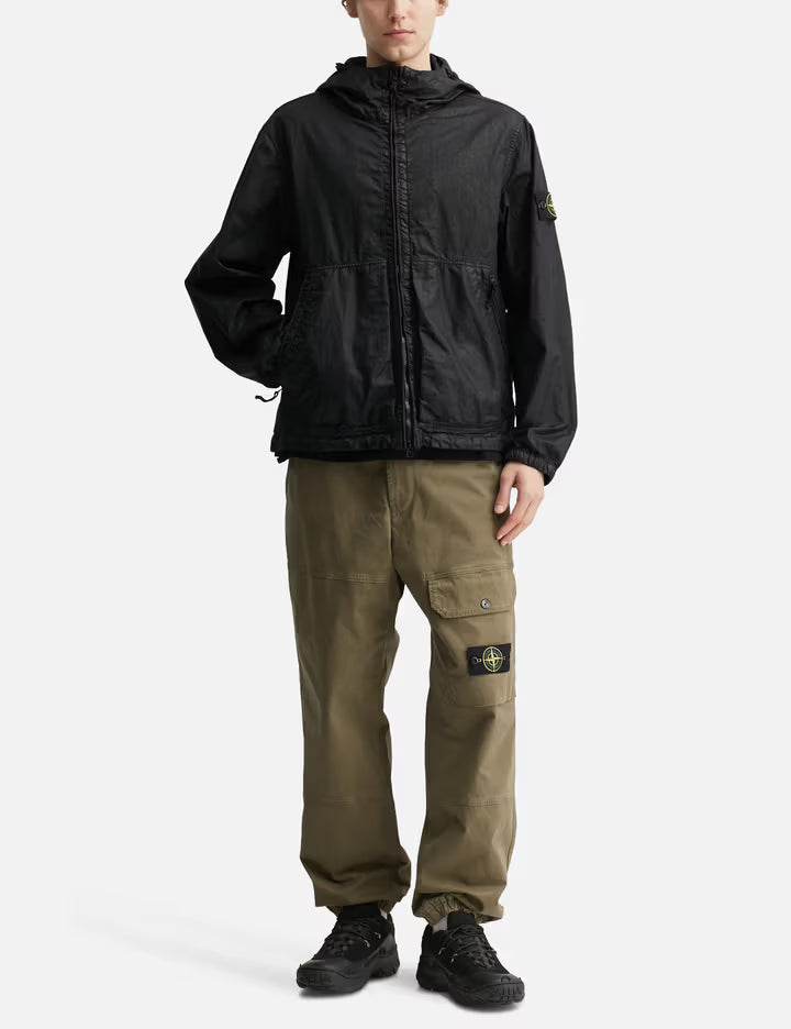 Organic-Look Nylon Panama-TC Hooded Jacket