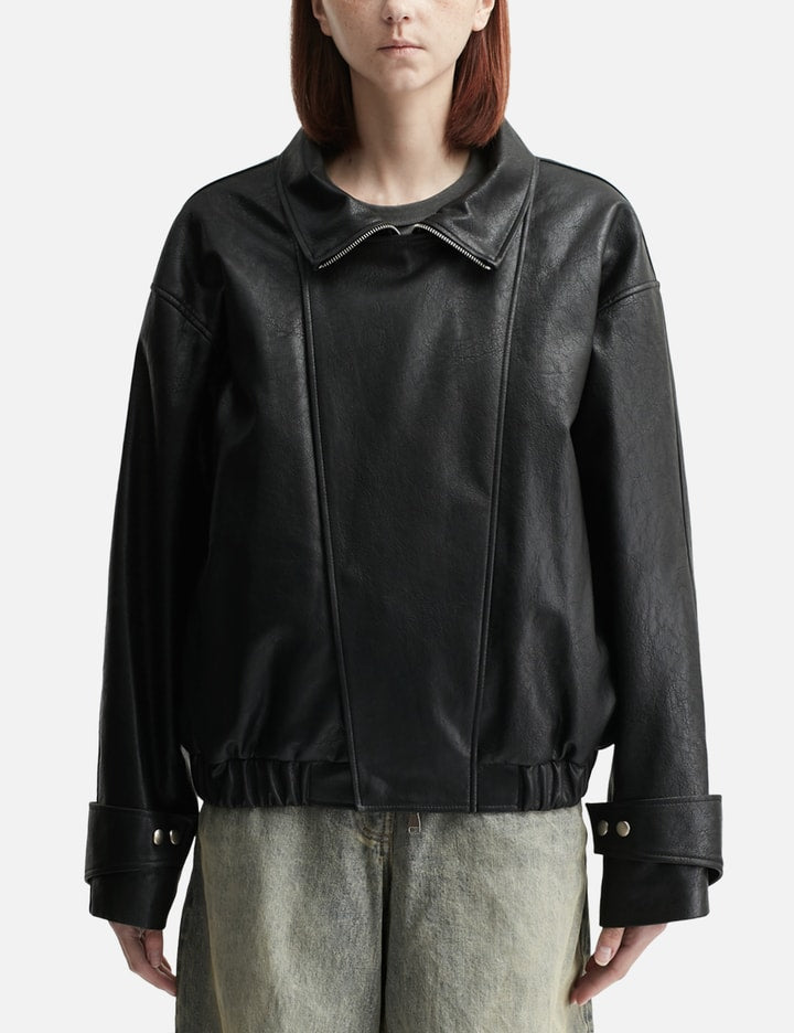 Faux Leather Bomber Jacket