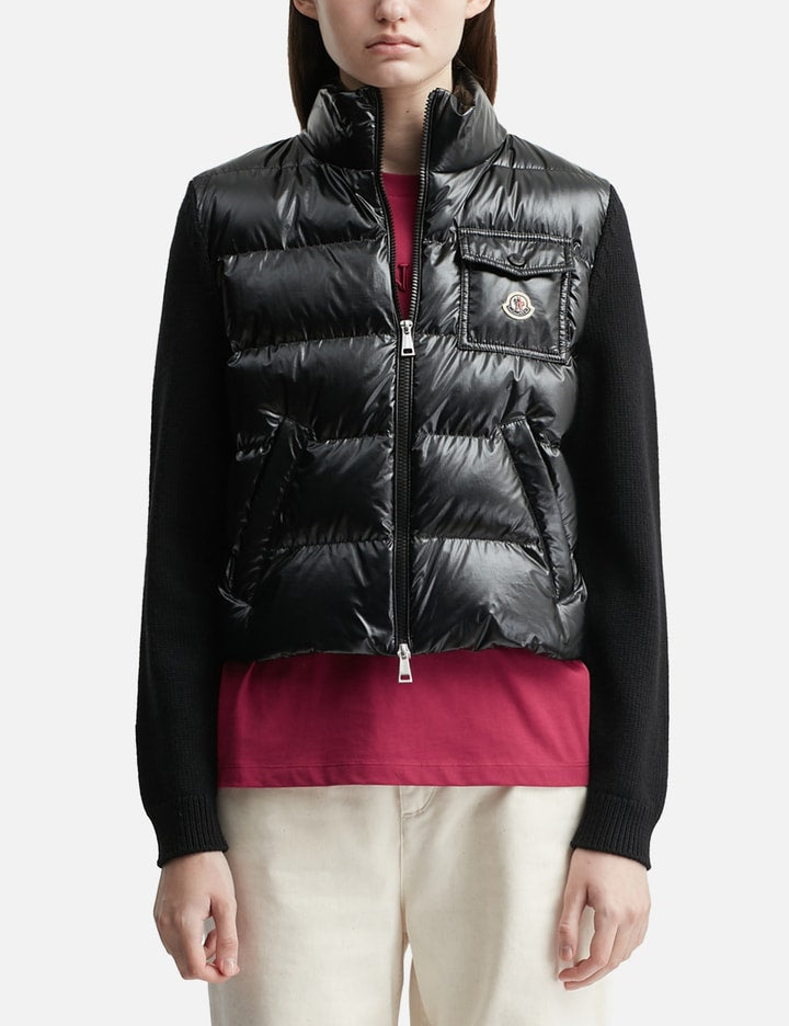Padded Zip-Up Wool Cardigan