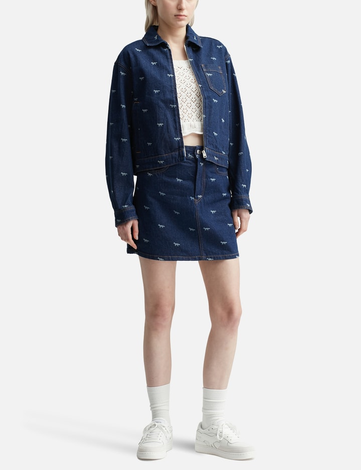 Zipped Cropped Denim Jacket