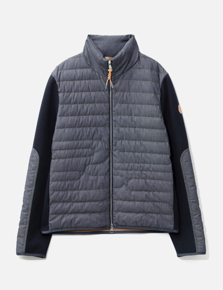Padded Snake-Quilted Denim Cardigan