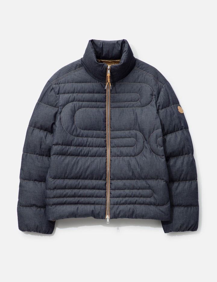 Xiaohai Snake-Quilted Denim Short Down Jacket