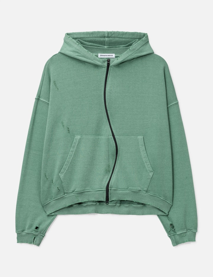 Curved Zip-Up Round Hem Hoodie