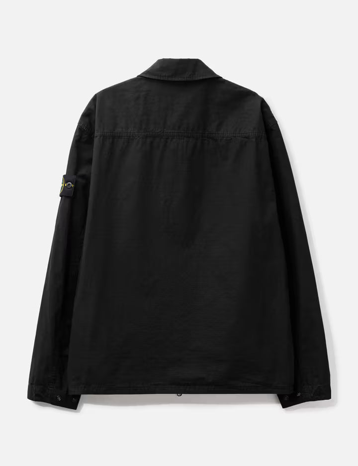 Mercerised Organic Cotton Ripstop Zip-Up Overshirt