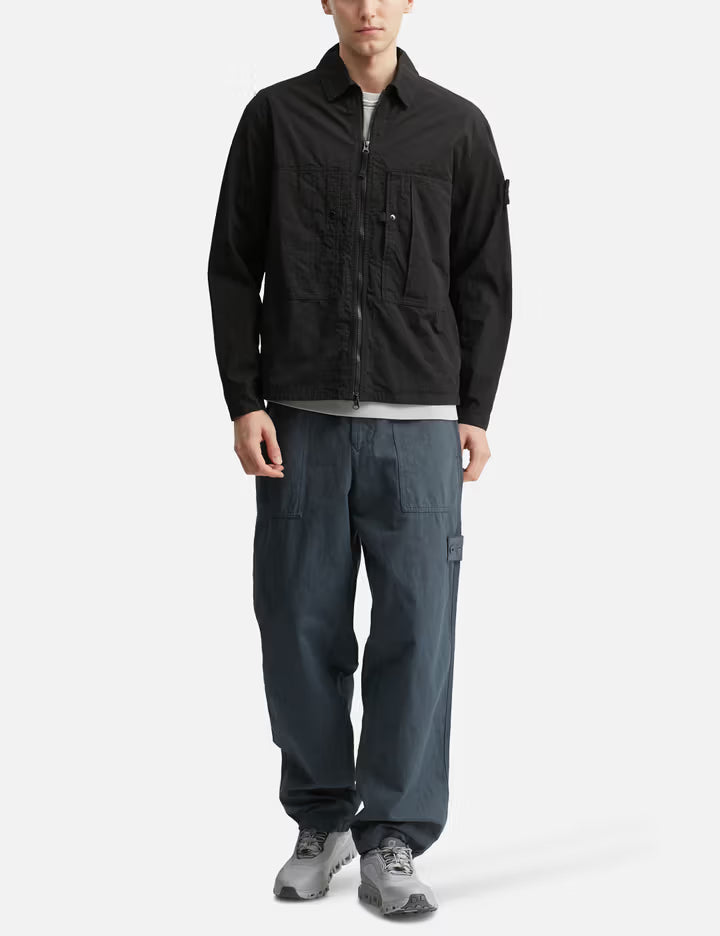 Mercerised Organic Cotton Ripstop Zip-Up Overshirt