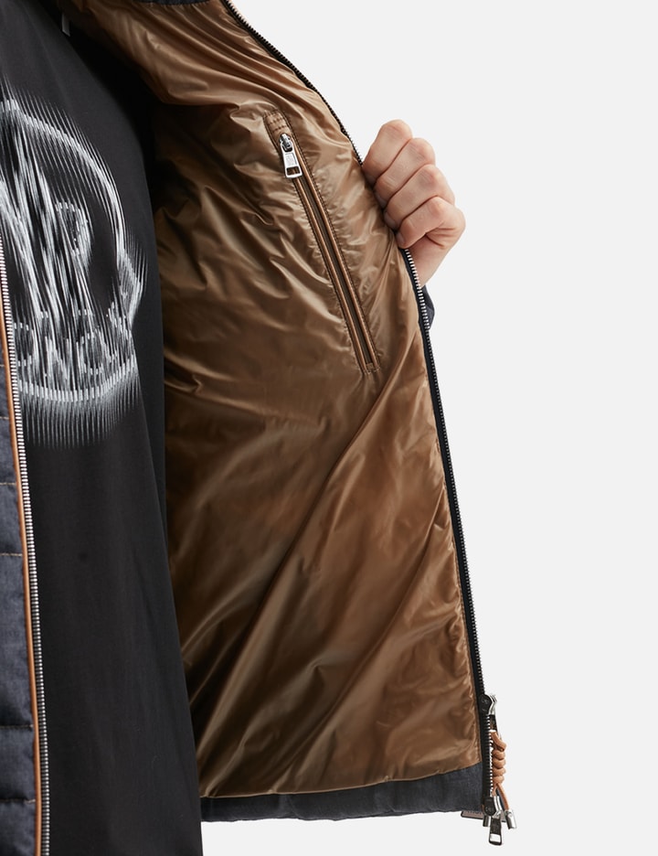 Xiaohai Snake-Quilted Denim Short Down Jacket