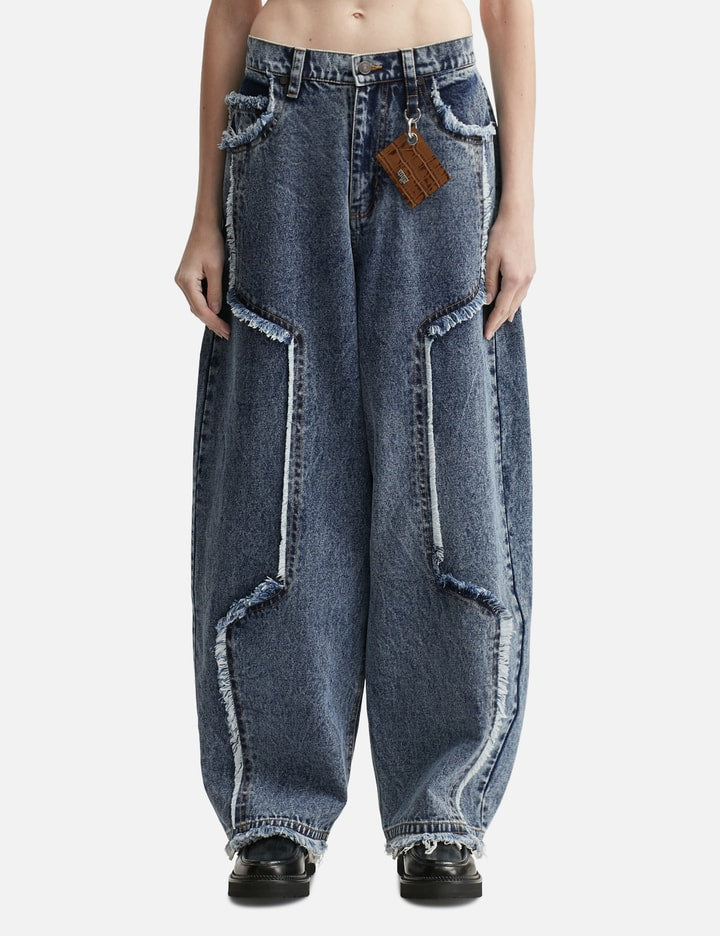 Distressed Raw Edge Balloon Jeans
