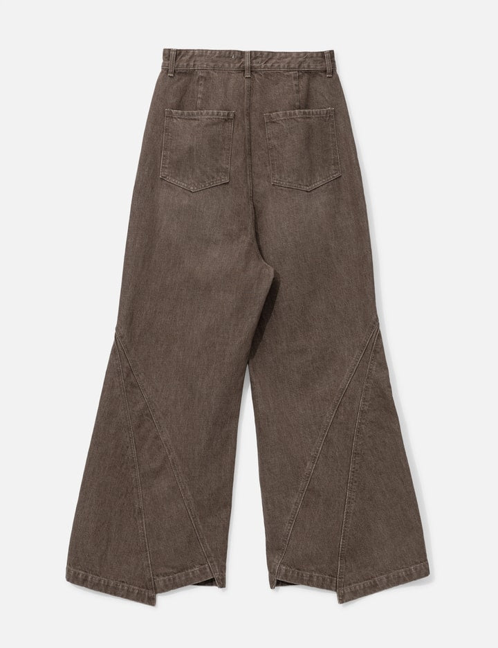 Wide Denim Damaged Trousers