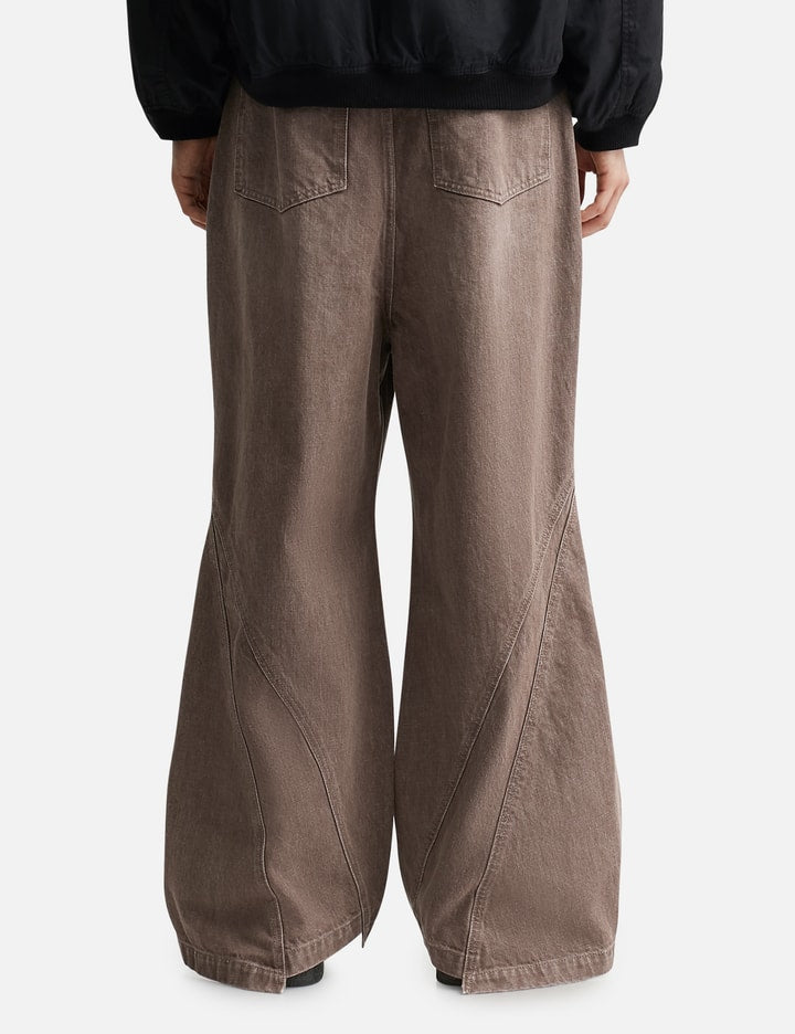 Wide Denim Damaged Trousers