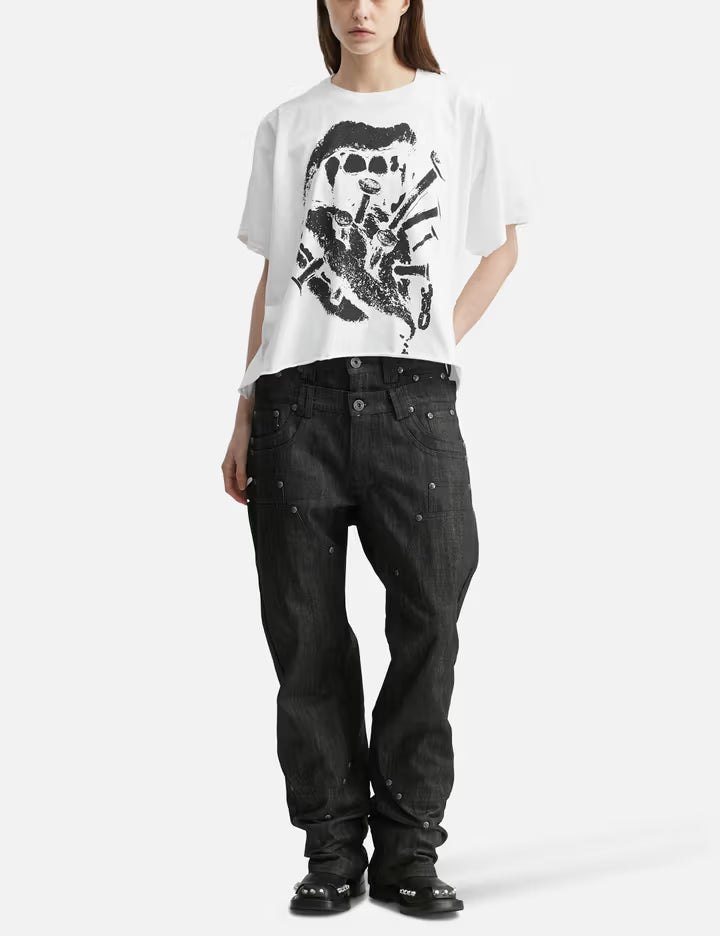 "Gideon" Double-Layered Workpants In Japanese Raw Black Denim