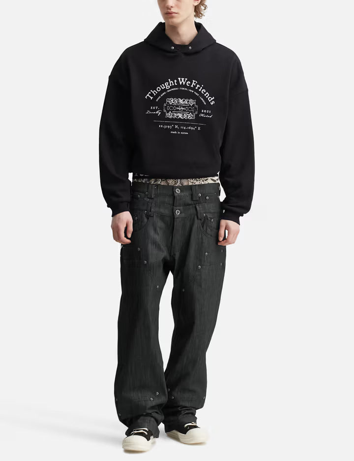 "Gideon" Double-Layered Workpants In Japanese Raw Black Denim
