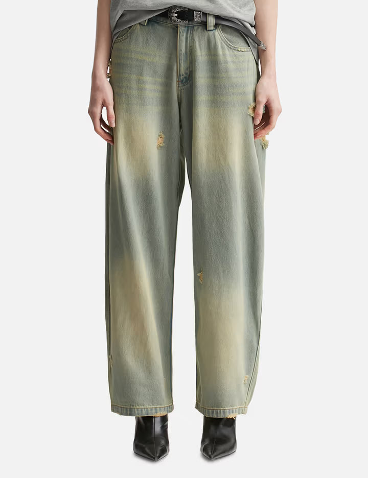 Blue Barrel Leg Jeans