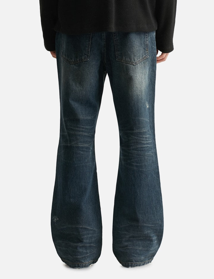 Semi Flare Embossed Dirty Washed Jeans