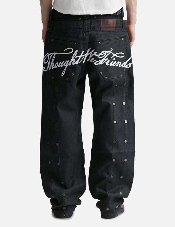 "Gideon" Double-Layered Workpants In Japanese Raw Blue Denim
