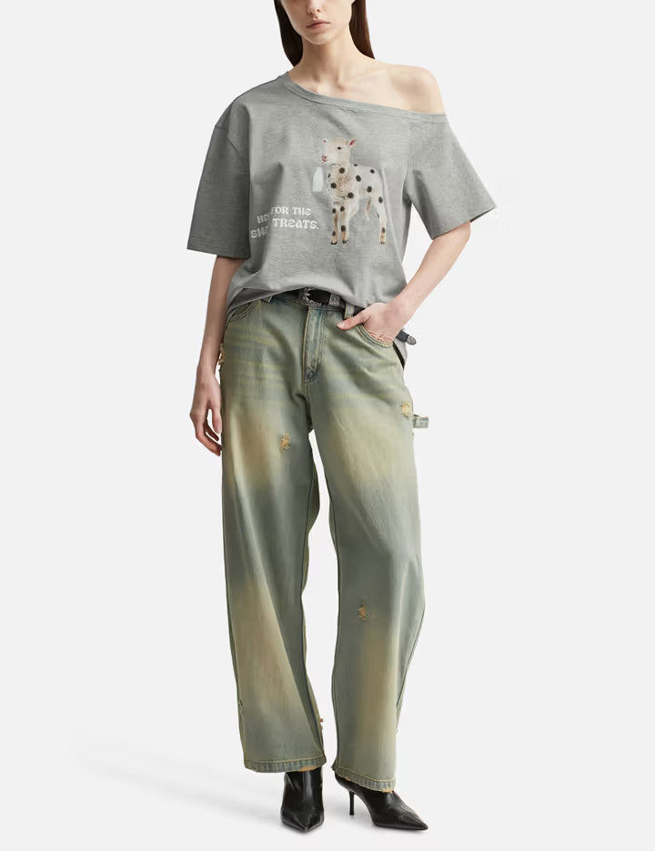 Blue Barrel Leg Jeans