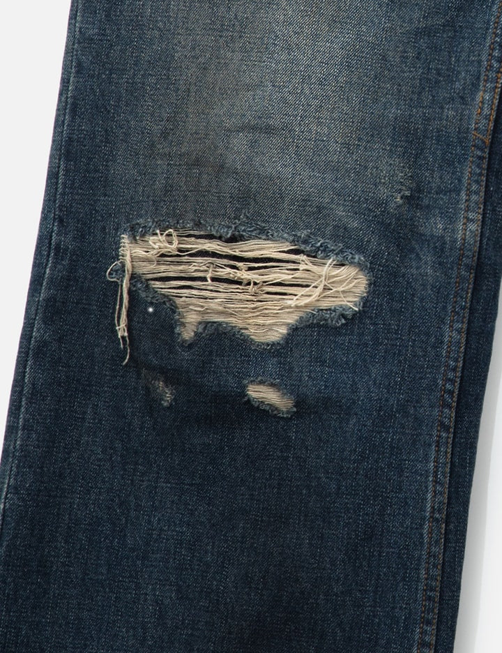 Semi Flare Embossed Dirty Washed Jeans