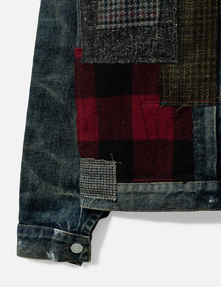 Junya Watanabe Man X New Manual Cotton Denim Multi Fabrics Mix Trucker