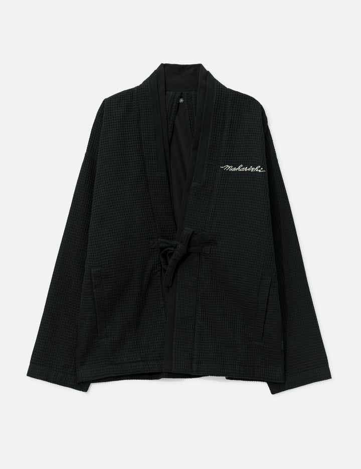 Embroidered Waffle Kimono Overshirt