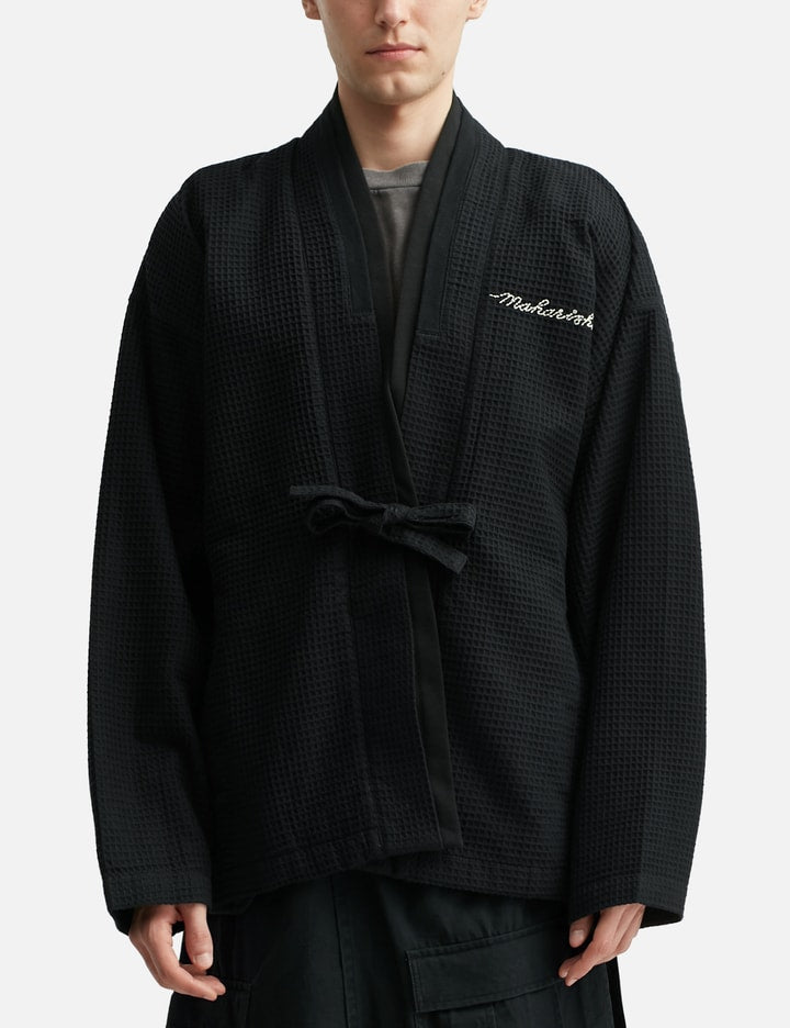 Embroidered Waffle Kimono Overshirt