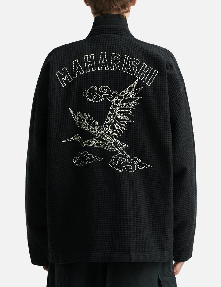 Embroidered Waffle Kimono Overshirt