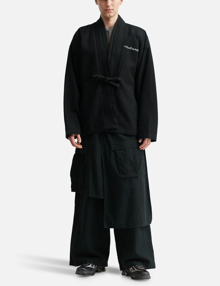 Embroidered Waffle Kimono Overshirt