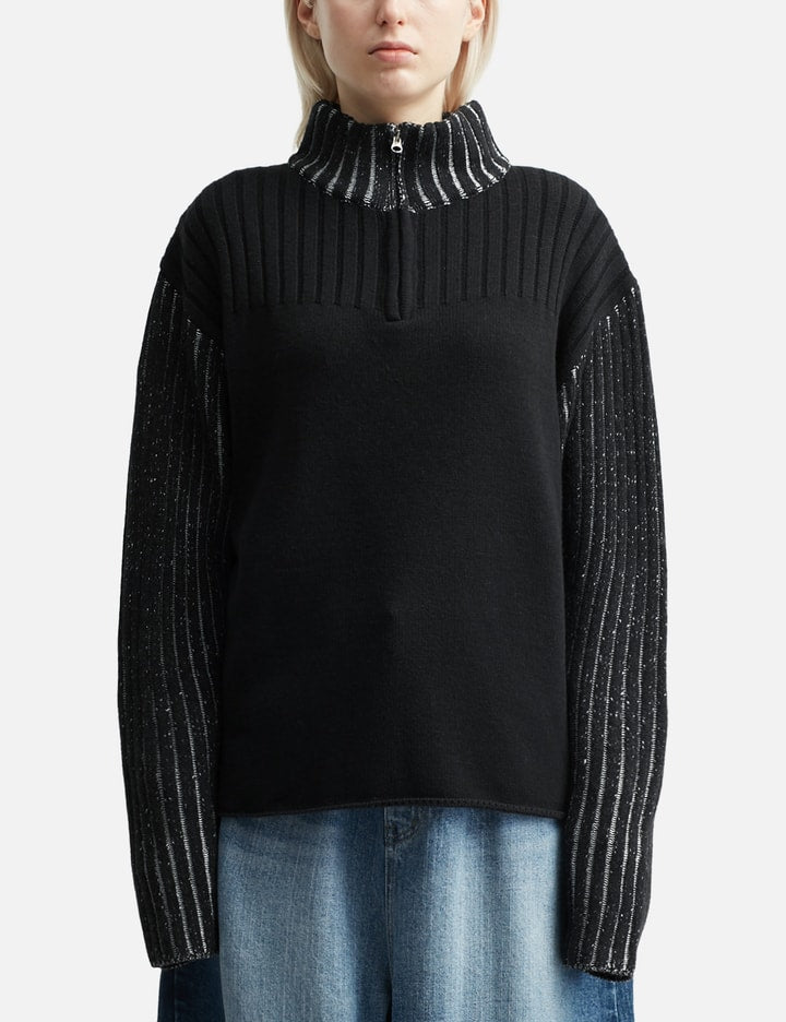 Merino Wool Knit Half Zip-Up
