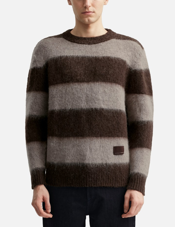Wool Mohair Striped Knit Sweater