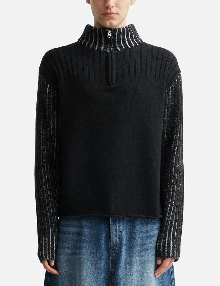 Merino Wool Knit Half Zip-Up