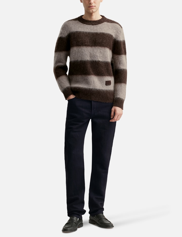 Wool Mohair Striped Knit Sweater