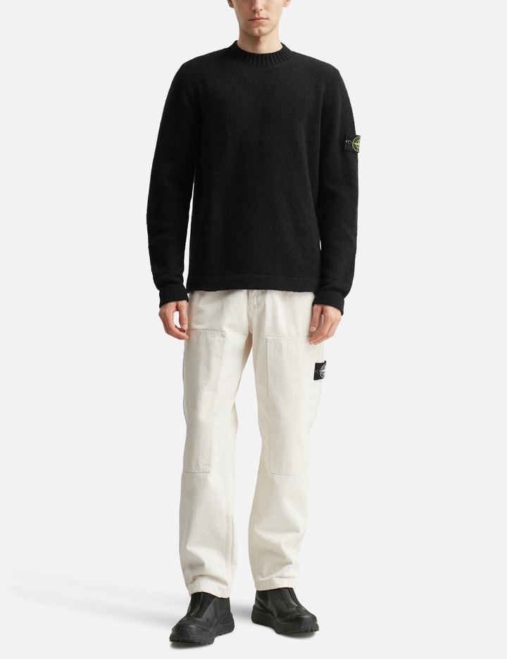 Fancy Yarn Crewneck Jumper With Brushed Texture